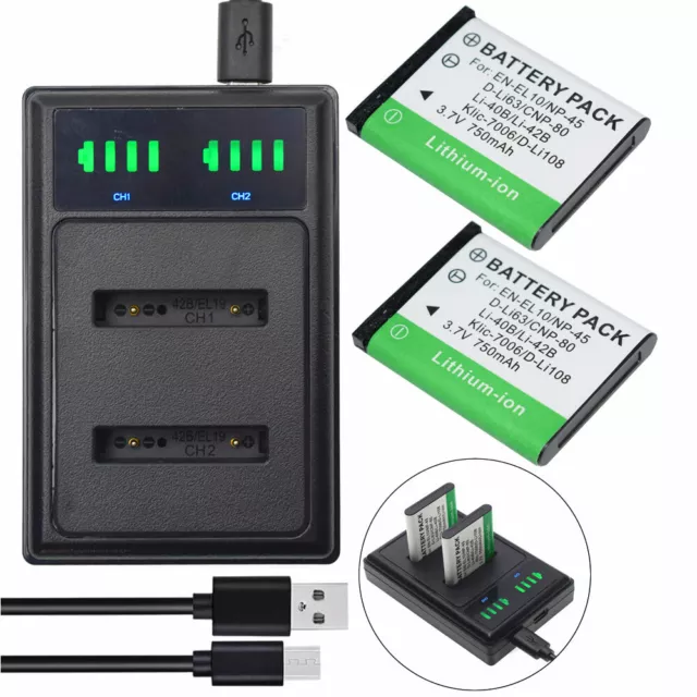 2xBattery +DUAL USB Charger for fuji NP-45S FinePix XP120 16 Megapixel  Camera