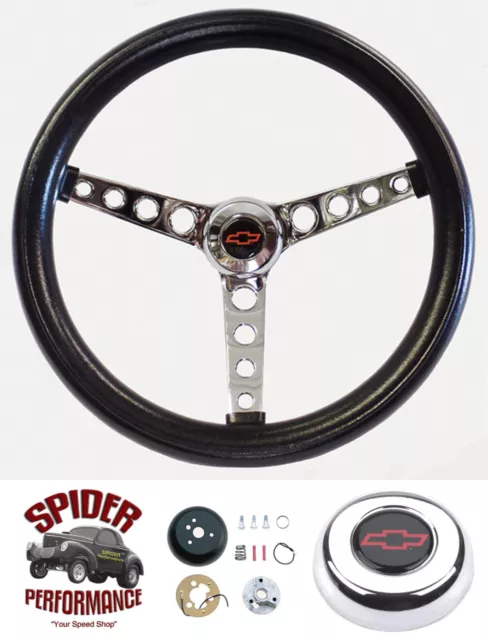 55-56 Bel Air  210 150 Nomad steering wheel RED BOWTIE 14 1/2" CLASSIC CHROME