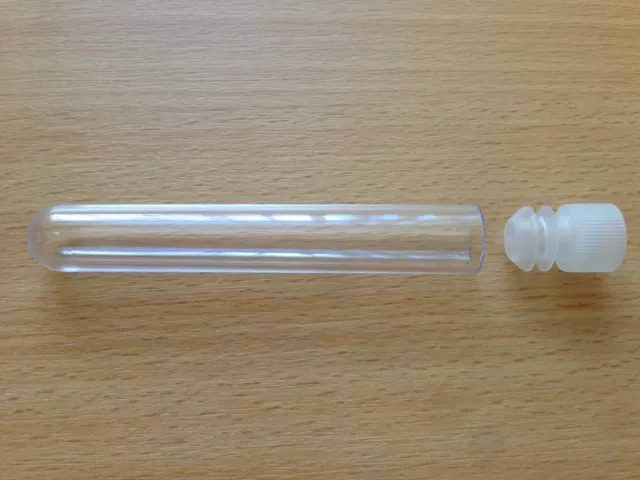 13 x plastic test tubes, 100mm x 16mm, round bottom, tube & push cap UK SELLER 2