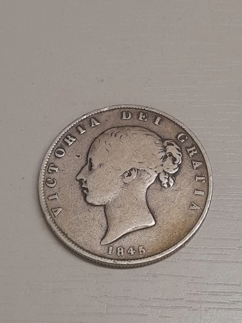 1845  Queen Victoria Silver Half Crown  F/44