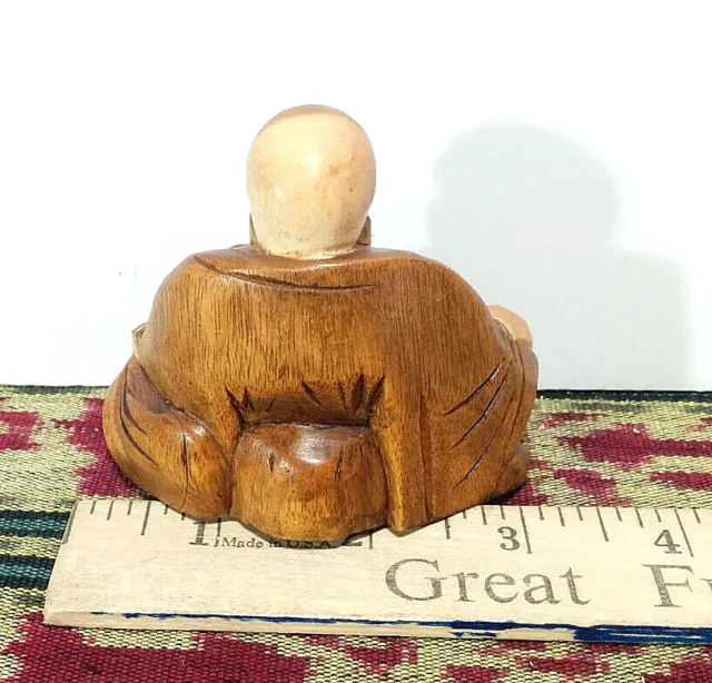 1 Small Sitting Buddha Statue, Hard Wood Hand Carved, Art Sculpture Made in Bali 2