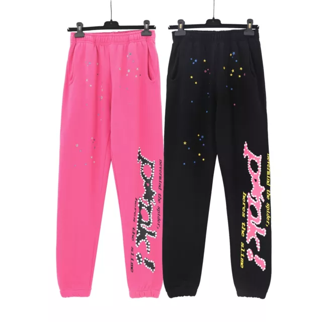 Sp5der Pink Sweatpants Unisex Fashion Street Casual Pants