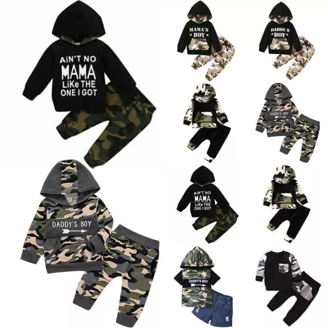 Newborn Baby Boys Clothes Hooded Tops Trouser Pants Tracksuit Outfits 2PCS Set