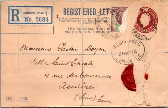 Goldpath: Great Britain Registered Cover 1912 Cv487_P12