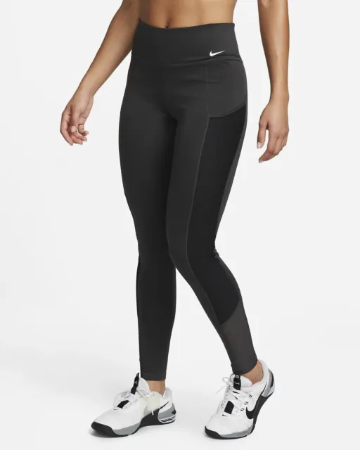 NEW Nike Therma-FIT One Mid-Rise Graphic Training Leggings DQ6186-010- Black  - S