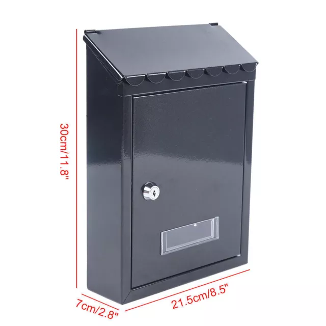 Large Drop Box Wall Mounted Mailbox Outdoor Garden Home Office Hotels Lockable 2