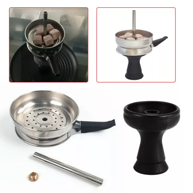 Shisha Hookah Metal Charcoal Pan Tray with Silicone Bowl and Charcoal Head Pot