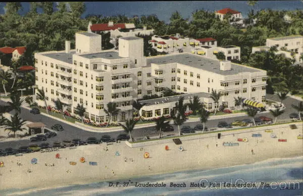 Fort Lauderdale,FL Lauderdale Beach Hotel Broward County Florida Linen Postcard