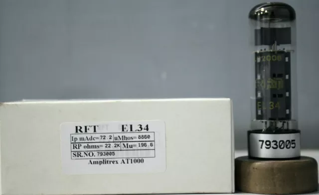 EL34 6CA7 RFT Top O Getter Made in Germany Amplitrex AT1000 Tested EL34 6CA7 RFT Top O Getter Made in Germany Amplitrex AT1000 Tested