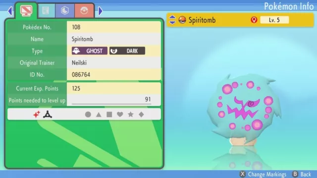 6IV Shiny Spiritomb Pokemon Brilliant Diamond and Shining Pearl