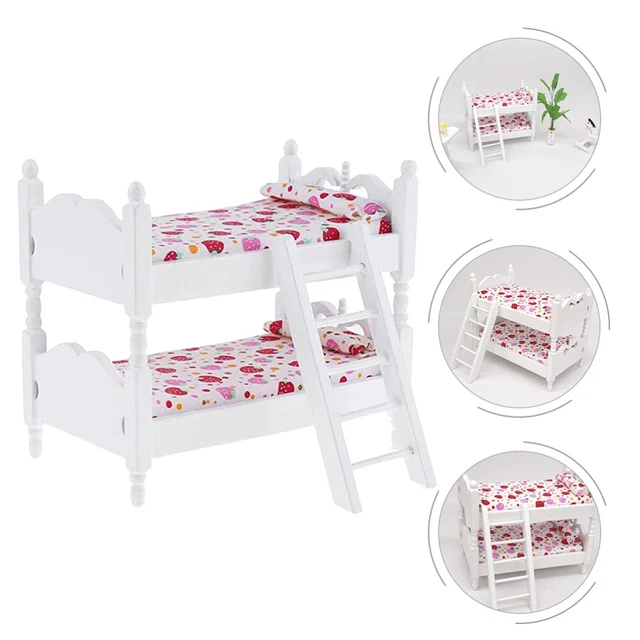 Accesorios de cama litera de madera muebles de madera en miniatura