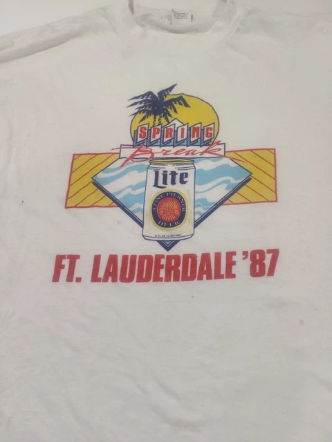VINTAGE MILLER LITE '87 Spring Break FT.Lauderdale Single Stitch XL-XXL ...