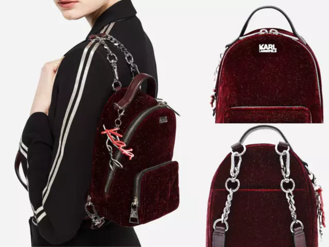 Karl Lagerfeld X Kaia Limited Mini Sparkling Velvet Rucksack Bag