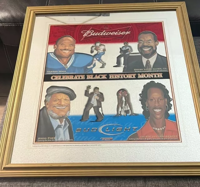 Unique (Rare) Budweiser "True Pioneers of Black History" glass sign. mirror 