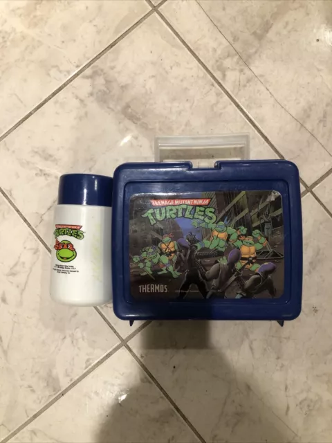 Vintage 1989 Plastic Teenage Mutant Ninja Turtles Plastic Lunchbox With Thermos