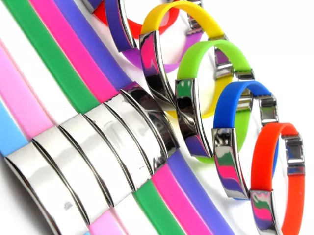 ID Kautschuk Armband in 13 Farben mit Edelstahlplatte mit Gravur nach Wunsch