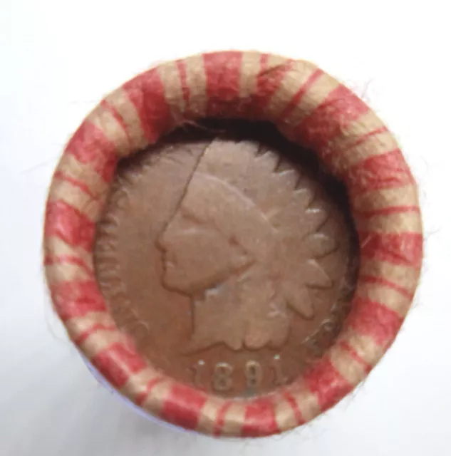 Crimped & Sealed Wheat Penny roll 1928-S/1891 Indian Head Cent