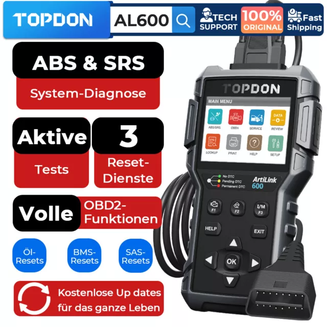 🔥TOPDON AL600 Profi KFZ OBD2 Diagnosegerät Auto Scanner 3 Services Active Test