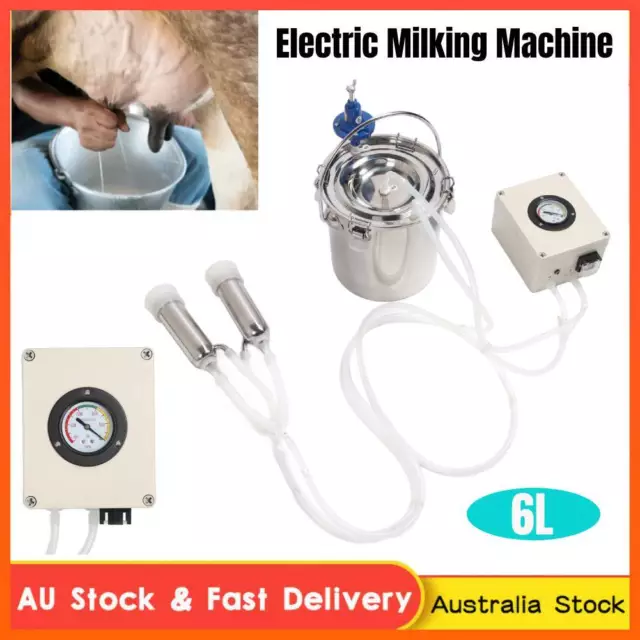 6L Home Electric Vacuum-Pulse Milking Machine Pulsating Milker For Farm Cow Goat