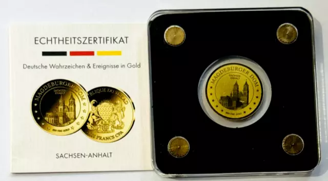 Coin | Coin Magdeburger Cathedral of Saxony fine gold 999/1000 | fine gold 999/1000