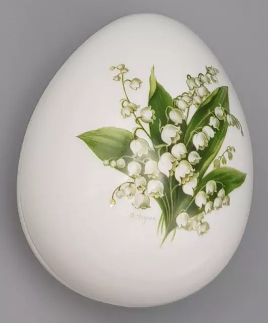 GEROLD Porzellan hübsche DECKELDOSE Ei-Form 'Maiglöckchen' ca. 11x8,6x9 cm TOP