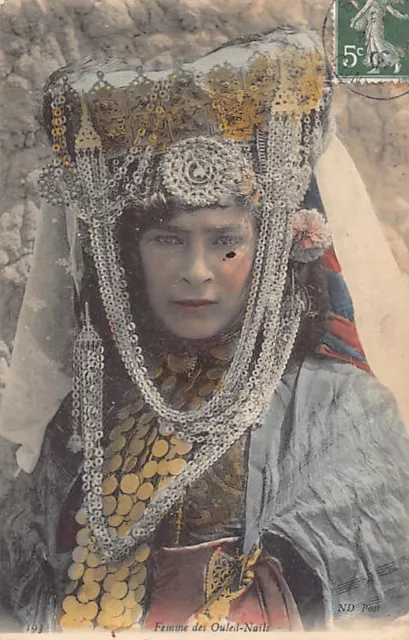 Algérie - Femme des Ouled-Naïls - Ed. ND Phot. Neurdein 193 aquarellée