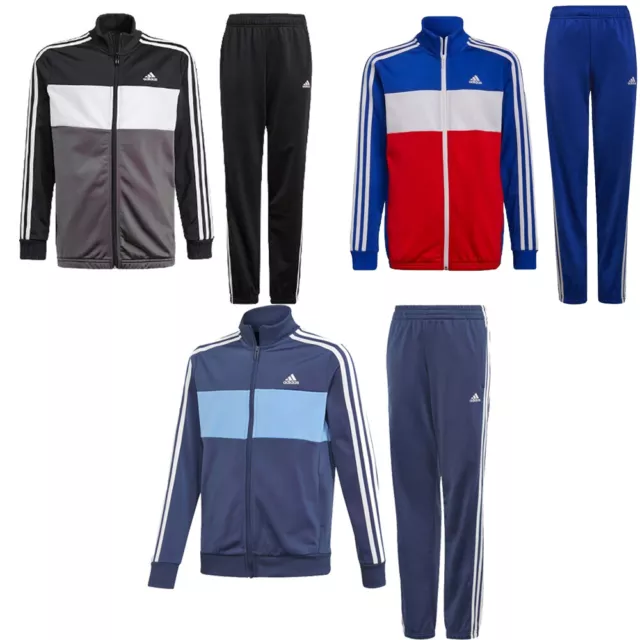 Adidas Tiberio Kinder Jungen Trainingsanzüge Unterteil Oberteil mit durchgehendem Reißverschluss Hose