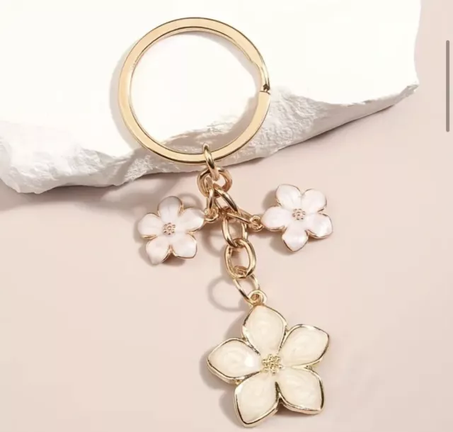 Flower Keyring, Pink  Flowers, Car Keys, House Keys Gift, Gifts Birthday