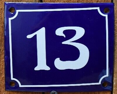 Vintage Style Blue Enamel Porcelain French House Number Door Steel Metal Sign 13 3