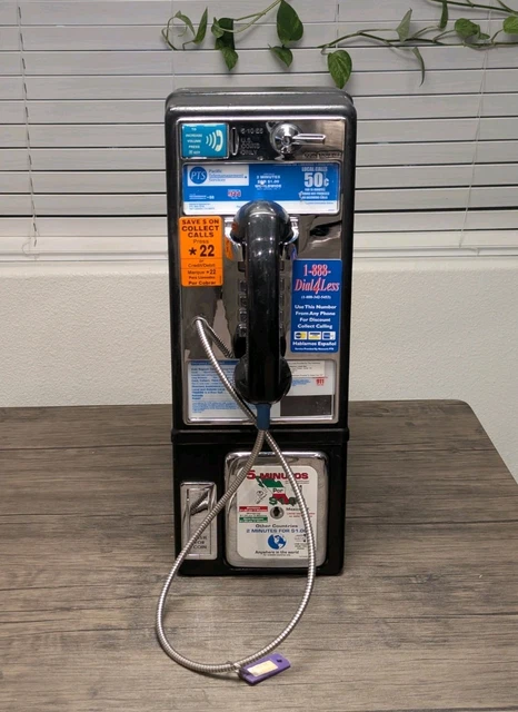 vintage-chrome-public-payphone-coin-operated-wall-mount-w-key-untested