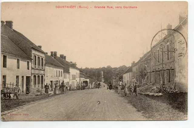 COURTHIEZY - Marne - CPA 51 - the main street towards Dormans