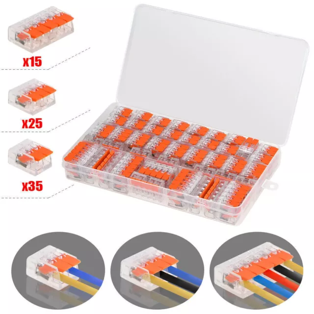 75x For Wago 221 Electrical Connectors Wire Block Clamp Terminal Cable Reusable! 3