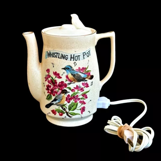 WHISTLING Bird Electric Teapot Vintage UNTESTED - Crazing - Sold AS IS for Decor