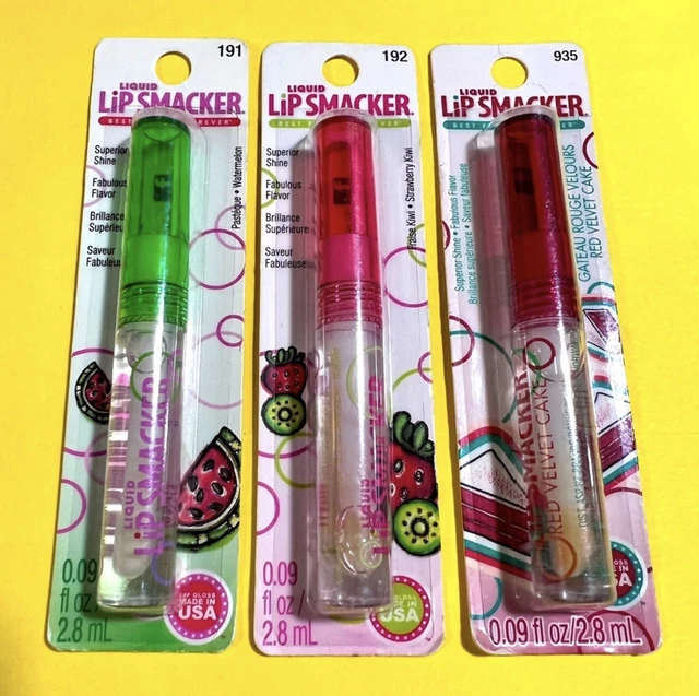 3 Bonne Bell Lip Smacker Liquid Gloss Strawberry Kiwi Watermelon Red Velvet Cake