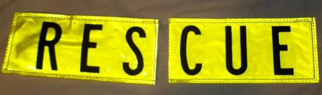 Reflexite Yellow 2 part Sew On Patches RESCUE RES CUE  4 x 8.75"