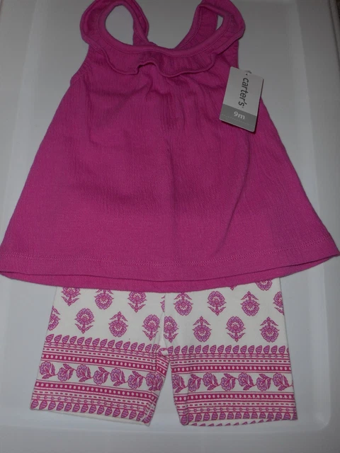 Carter's Baby Girl 2 Piece Crinkle Tank & Shorts Set - Infant Size 9 Months -New