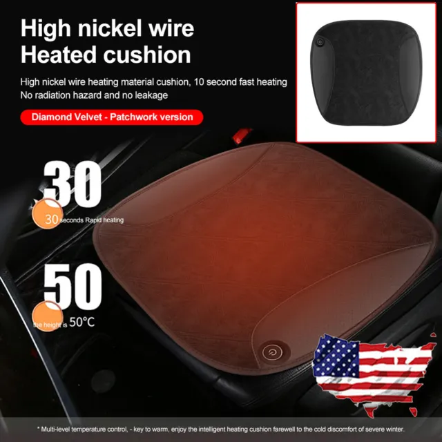 Universal USB Car Heated Seat Cushion Hot Cover Auto 12V Heater Warmer Pad Black