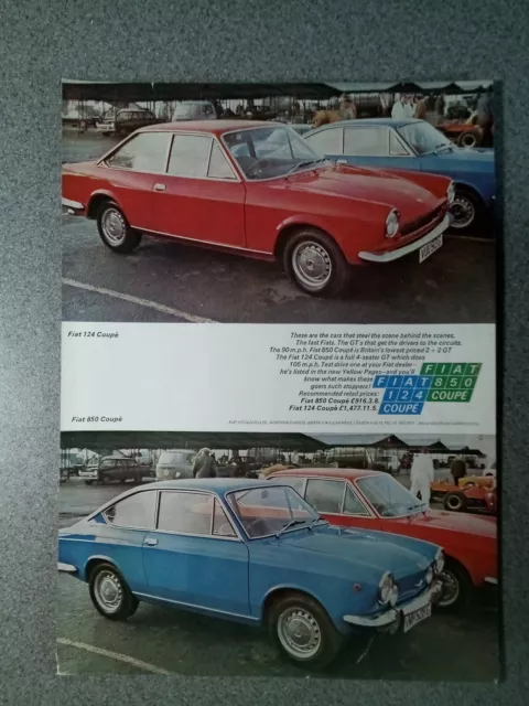 1969 Fiat 850/124 Coupe Original Paper Magazine Advert