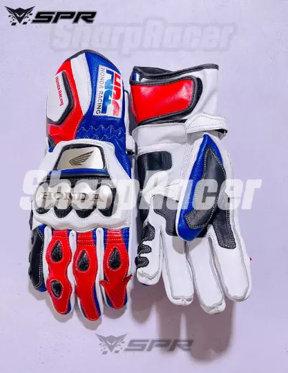 NEW Honda HRC Motorcycle MotoGP Motorbike Racing Leather Gloves Gants Men's All