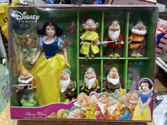 Disney Princess Set Sette Nani Bianco Neve Vivid Imaginations Nuovo Scatola Indossato