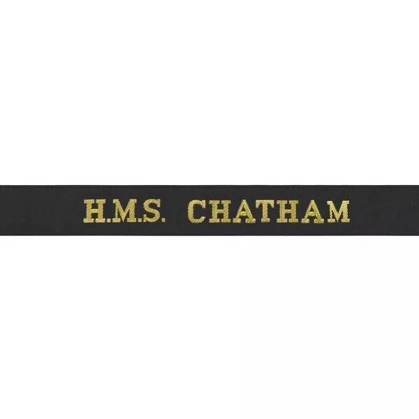 HMS Chatham Woven Royal Navy Cap Tally Band | Genuine Issue Full Length Ribbon