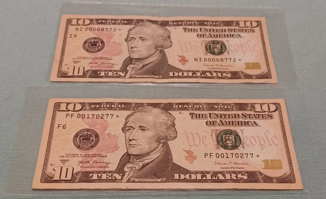 Ten Dollar STAR NOTE Lot of 2 One 2017 & One 2017A Rare Low SN