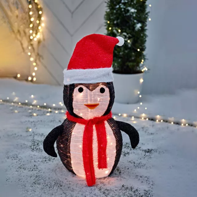 XXL Deko LED Weihnachts Pinguin Faltbar Außenbereich Weihnachtspinguin Dekofigur