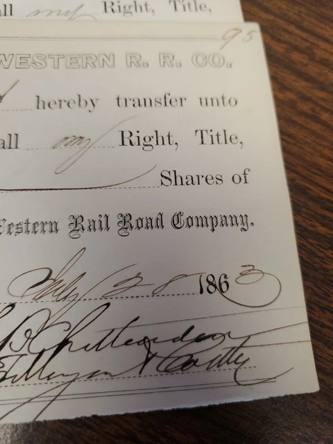 Collectible Documents Vintage Receipts 1800's Railroad Shares Ephemera Lot Delaw 2