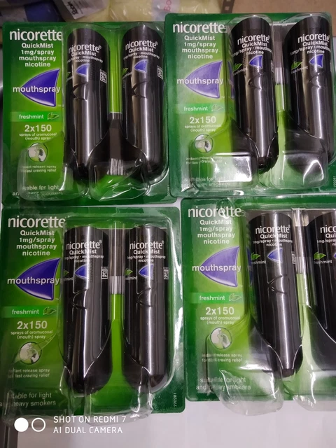 Nicorette Quickmist Spray Bocca Menta Fresca Nicotina 4 Confezioni Doppie Scadenza 2025