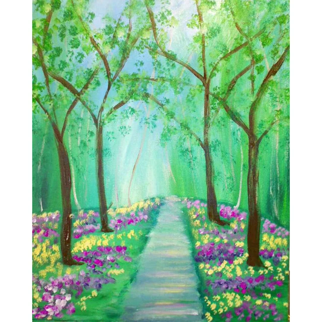Forest Path Oil Paint By Numbers DIY Canvas Wall Art Picture Craft Home Decor FS