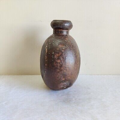 19c Vintage Primitive Iron Brass Oil Pot Container Old Decorative Collectible 3