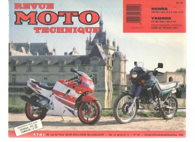 Honda cbr600f 91/92  Yamaha xtz600 ténéré 91/92   Revue Moto Technique ETAI N°87