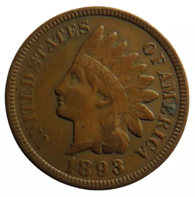 1893 USA Indian Head One Cent Coin