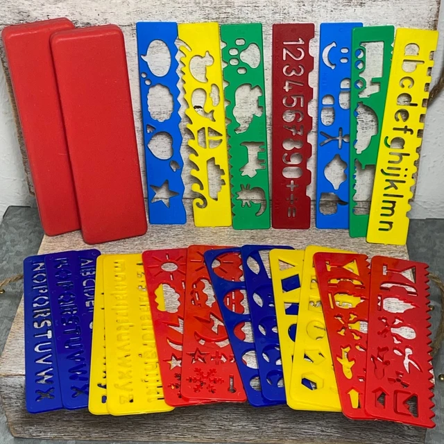Lot of 21 Pieces: 7 HELIX MIXED Stencils, 12 UNBRANDED Pictures Stencils 2 Cases